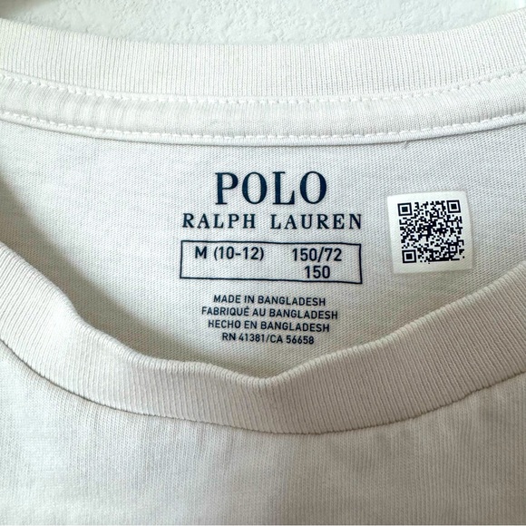 Polo Ralph Lauren White Kids’ T-shirt Size Medium Bear Skiing Winter Holiday - Picture 11 of 11